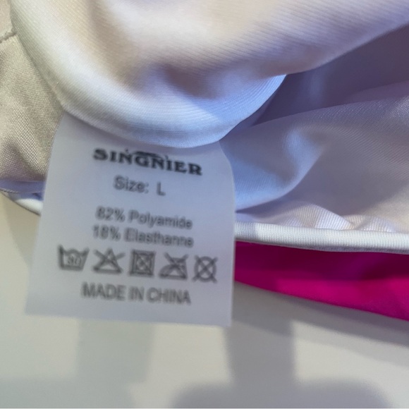 Singnier Two Piece Bikini Set NWOT Sporty Fuchsia High Cut Cheeky Bottoms Sz Lg - Picture 8 of 9